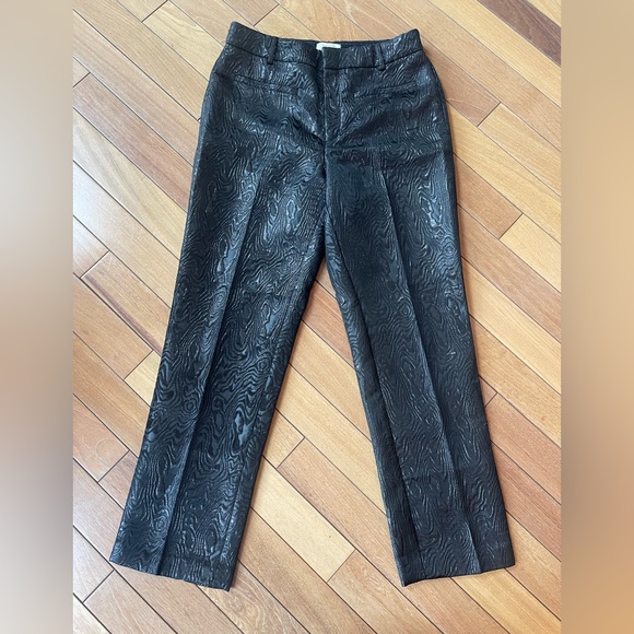 Anthropologie The Essential Slim Textured Black Pants Tall Size 10 - Picture 3 of 15